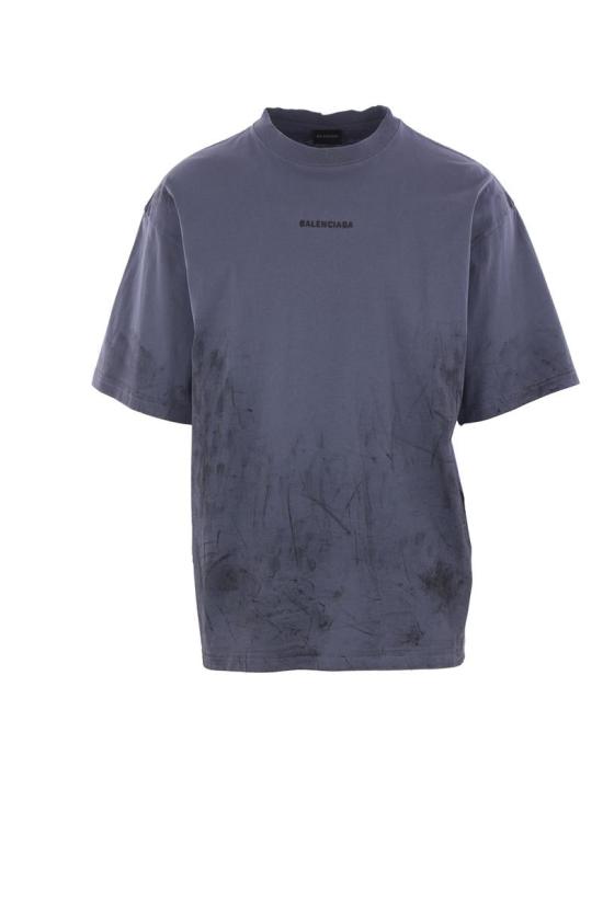 25FW 발렌시아가 백 미디엄 핏 티셔츠 764235TTVF93364 FADE DARK BLUE BLACK DOM