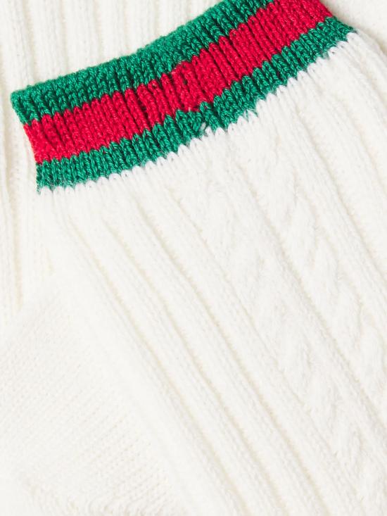 25FW [키즈] 구찌 발목 양말 838066 4KACT 9166 OFF WHITE DARK GREEN - GUCCI