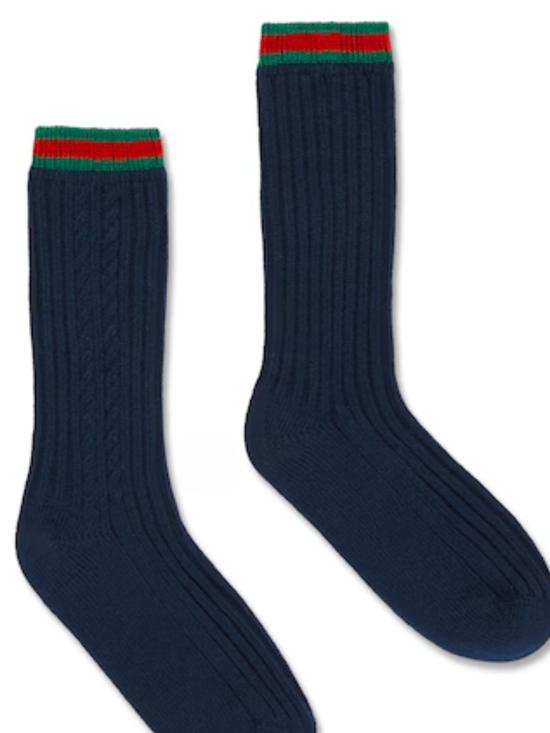 25FW [키즈] 구찌 발목 양말 838066 4KACT 4166 NAVY DARK GREEN - GUCCI