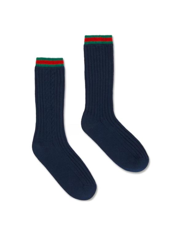 25FW [키즈] 구찌 발목 양말 838066 4KACT 4166 NAVY DARK GREEN