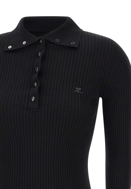 25FW 쿠레쥬 폴로 티셔츠 325MPO051FI0001 BLACK Black - COURREGES