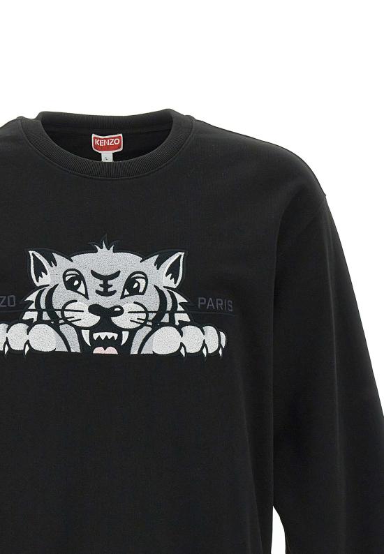 25FW 겐조 해피 타이거 자수 스웨트셔츠 FF65SW2654MF 99J Black - KENZO