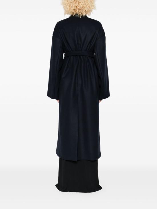 25FW 스포트막스 GENE 젠 레더 칼라 벨티드 코트 2522016012600 002 Blue - SPORTMAX