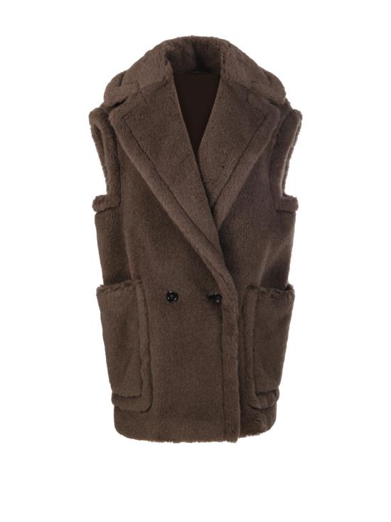 25FW 막스마라 테디 알파카 울 더블브레스트 베스트 2521276253600 004 MARRONE BRONZO