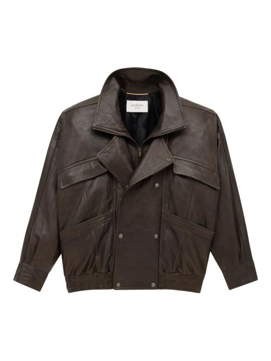 25FW 생로랑 가죽 자켓 836513 YCNF22509 BROWN - SAINT LAURENT