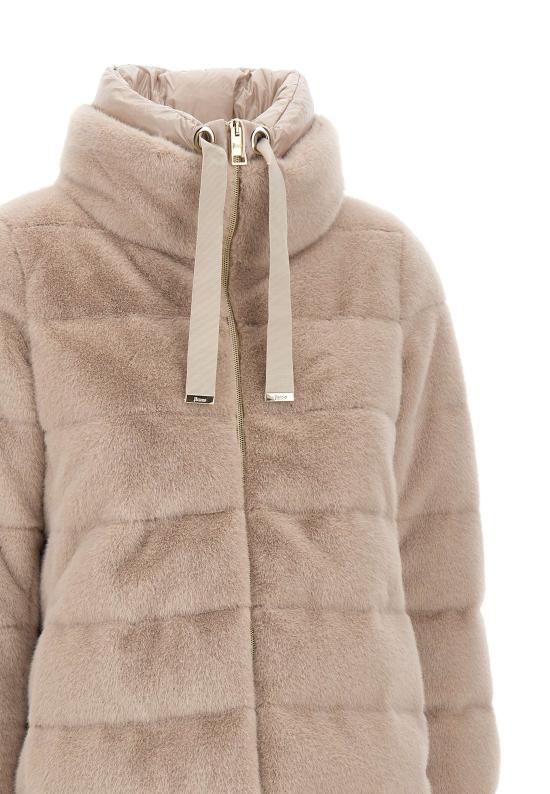 25FW 에르노 레이디 얼터너티브 퍼 & 울트라라이트 나일론 베스트 PI002123D 126301985 Beige - HERNO