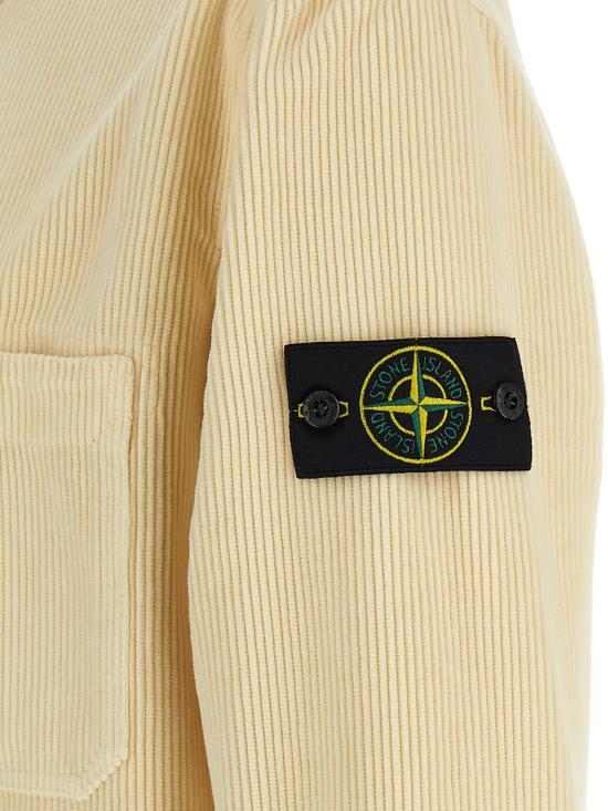 25FW 스톤 아일랜드 오가닉 코튼 코듀로이 오버셔츠 K2S151200012S0212 V0093 White - STONE ISLAND
