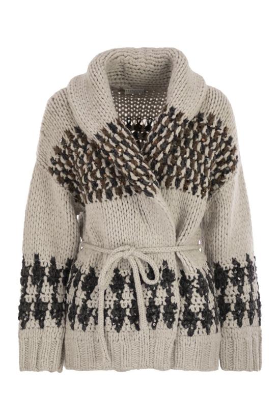 25FW 브루넬로 쿠치넬리 숄 라펠 가디건 M52638506 C9610 STONE