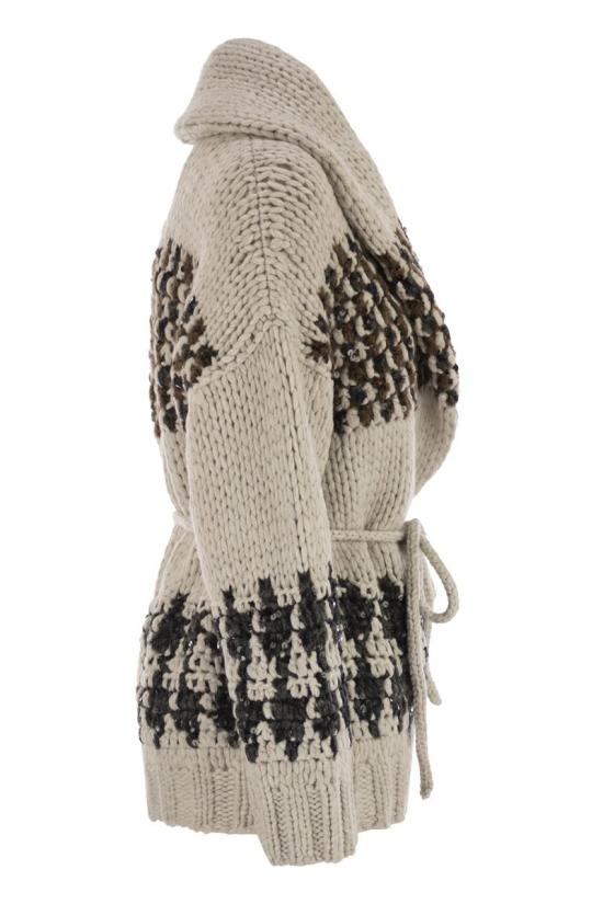 25FW 브루넬로 쿠치넬리 숄 라펠 가디건 M52638506 C9610 STONE - BRUNELLO CUCINELLI