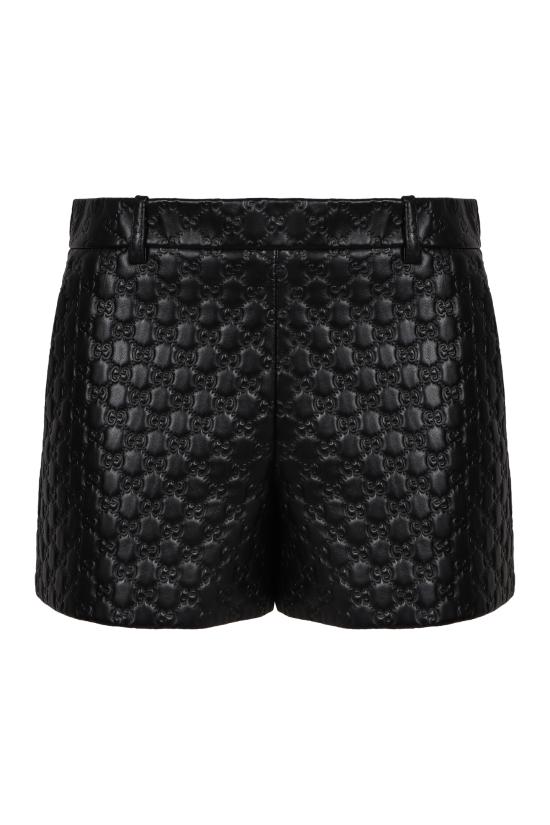 25FW 구찌 GG 엠보스 레더 쇼츠 819329XNA4F1000 black