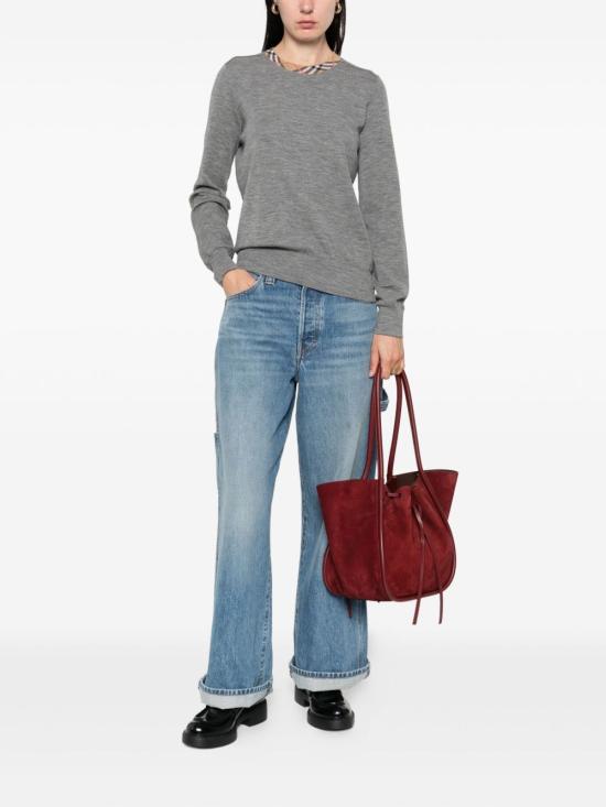 25FW 버버리 체크 크루넥 풀오버 스웨터  8112171A1345 GREY - BURBERRY