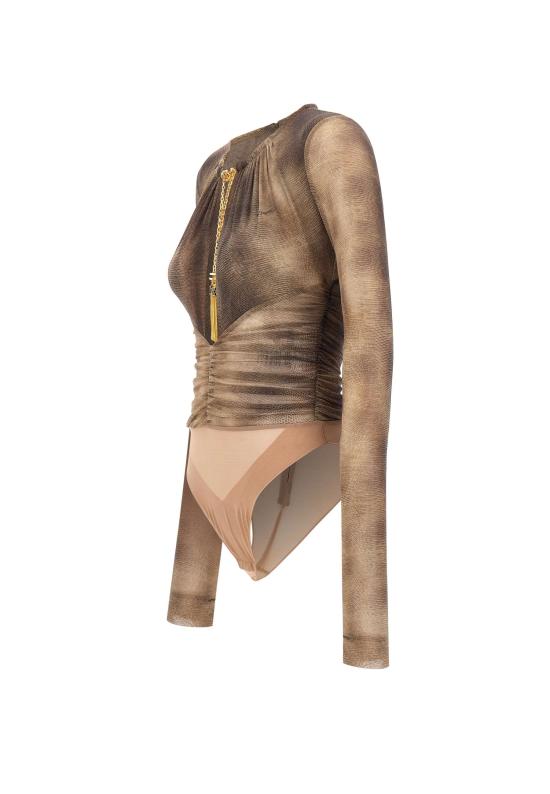 25FW 엘리자베타프랜치 바디수트 티셔츠 BO02057E2 EL1 Brown - ELISABETTA FRANCHI
