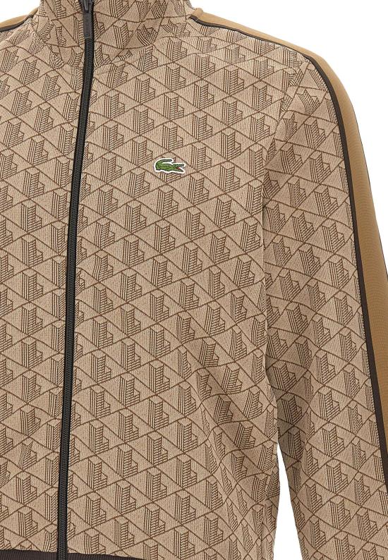 25FW 라코스테 모노그램 집업 스웨트셔츠 SH1368 6IR Brown - LACOSTE