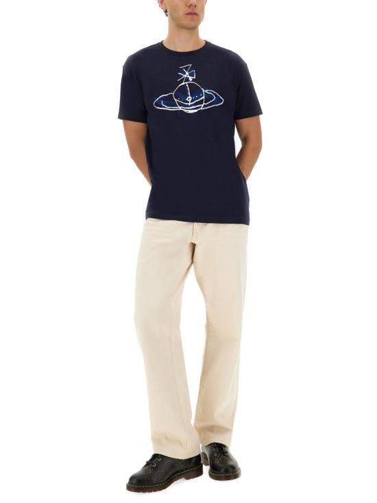 25FW 비비안웨스트우드 반팔 티셔츠 3G01003W J001MK401 BLUE - VIVIENNE WESTWOOD