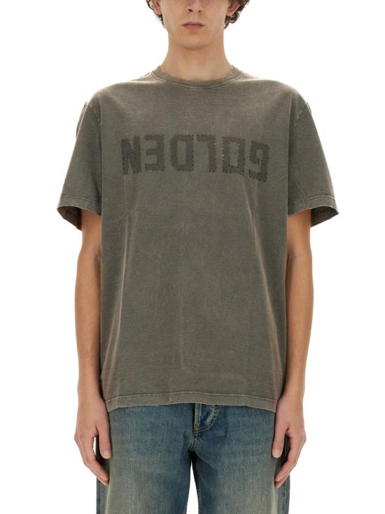 25FW 골든구스 골든 로고 프린트 반팔 티셔츠 GMP01220 P00067135479 GREEN - GOLDEN GOOSE