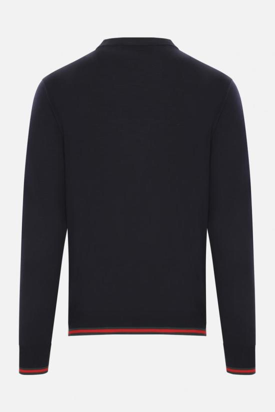 25SS 구찌 GG 로고 울 자카드 니트 814531XKEJ14060 INK GREEN RED - GUCCI