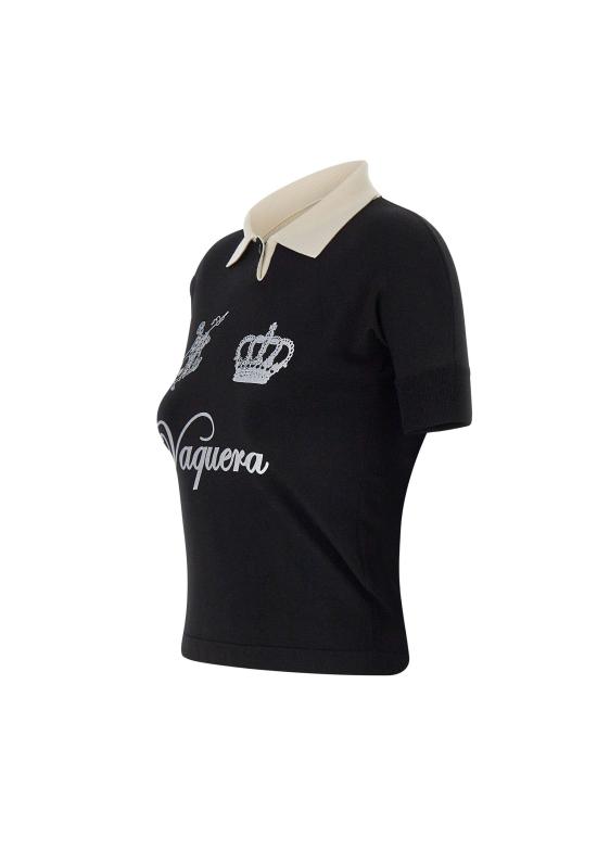 25FW 바퀘라 폴로 티셔츠 VAQ10N001 BLKWHT Black - VAQUERA