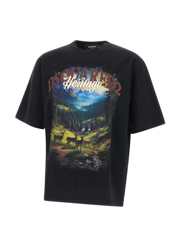 25FW 디스퀘어드2 반팔 티셔츠 S74GD1467 S24583900 Black