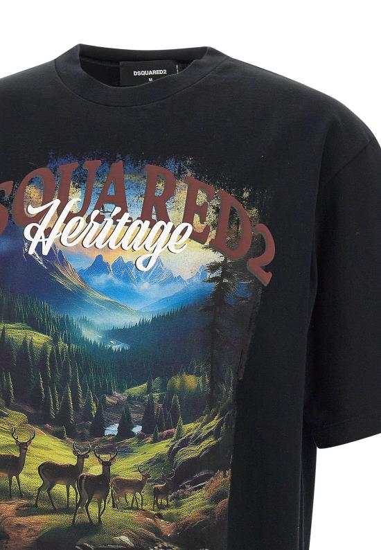 25FW 디스퀘어드2 반팔 티셔츠 S74GD1467 S24583900 Black - DSQUARED2