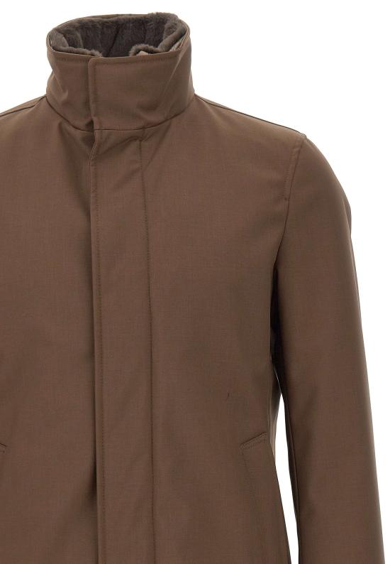 25FW 에르노 울 트윌 & 라이트 인조 퍼 카코트 IM000370U 127308010 Brown - HERNO