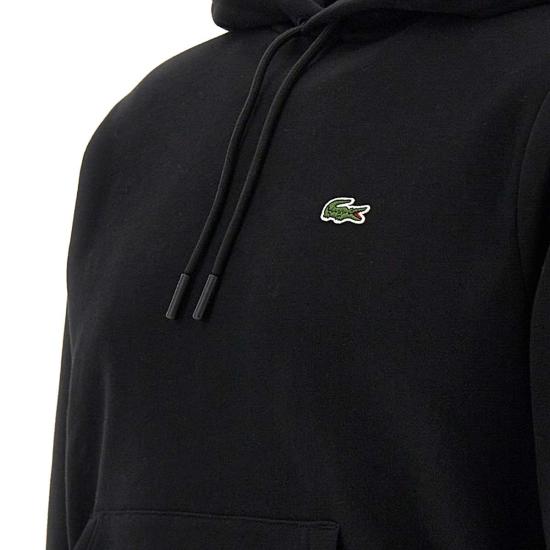 25FW 라코스테 오가닉 코튼 후드 티셔츠 SH9623 031 Black - LACOSTE