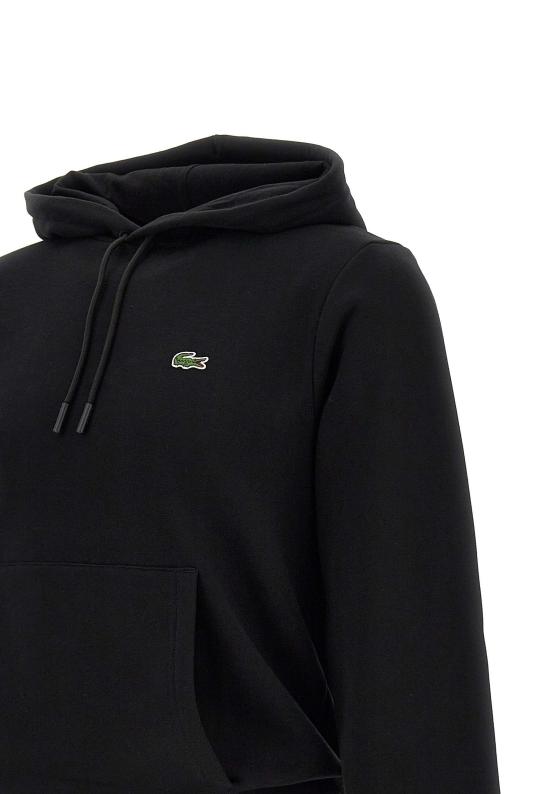 25FW 라코스테 오가닉 코튼 후드 티셔츠 SH9623 031 Black - LACOSTE