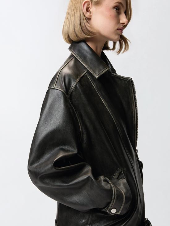 25FW 핑코 가죽 자켓 105369 A23Uz98 - PINKO