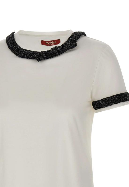 25FW 막스마라 스튜디오 반팔 티셔츠 2526976013600 009 White - MAX MARA STUDIO