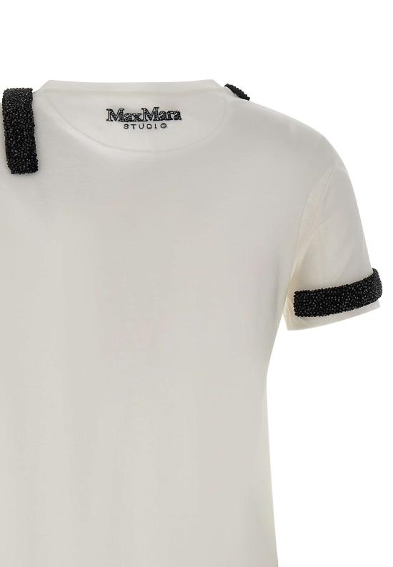 25FW 막스마라 스튜디오 반팔 티셔츠 2526976013600 009 White - MAX MARA STUDIO