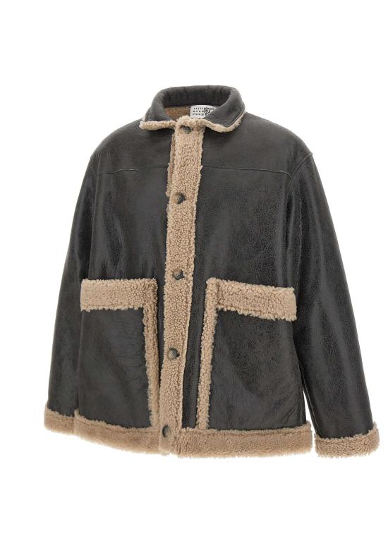 25FW MM6 메종마르지엘라 가죽 자켓 SH0AM0063 M07010961 Black