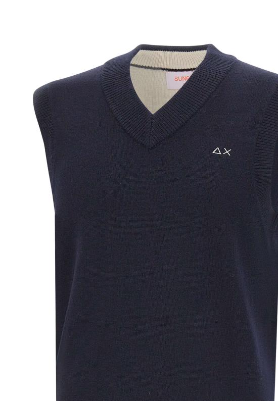 25FW 썬 68 니트 베스트 K45115 07 Blue - SUN 68