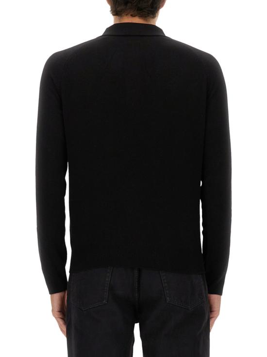 26FW 생로랑 울 버튼 폴로 셔츠 846122 Y76XM1000 BLACK - SAINT LAURENT