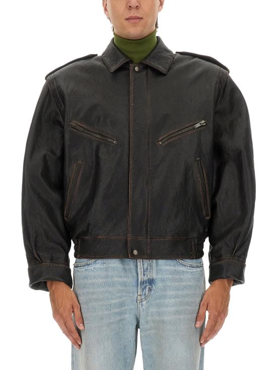 25FW 생로랑 가죽 자켓 845464 YCNX21628 BROWN