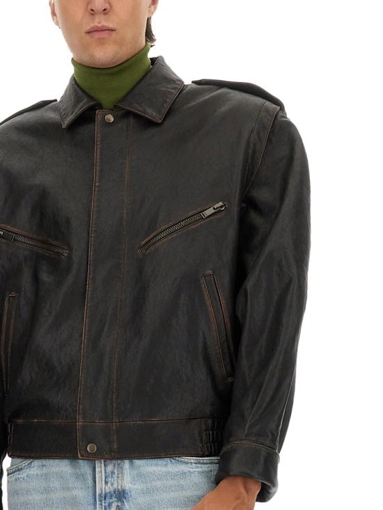 25FW 생로랑 가죽 자켓 845464 YCNX21628 BROWN - SAINT LAURENT