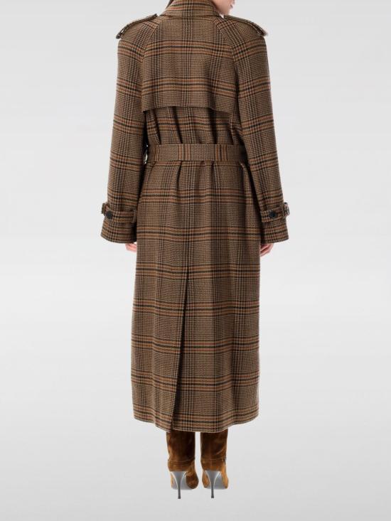 25FW 생로랑 더블 브레스티드 체크 트렌치 코트 831610Y9I70 2849 Brown - SAINT LAURENT
