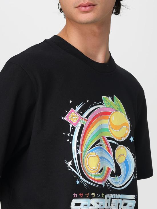 25FW 카사블랑카 반팔 티셔츠 MAW25JTS001 08 Black - CASABLANCA