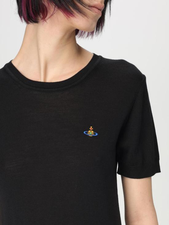 25FW 비비안웨스트우드 베아 니트 반소매 스웨터 1803002QY001A N402 Black - VIVIENNE WESTWOOD