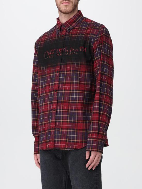 25FW 오프화이트 셔츠 OMGE04MF25FAB003 2810 Burgundy - OFF WHITE