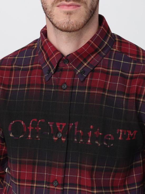 25FW 오프화이트 셔츠 OMGE04MF25FAB003 2810 Burgundy - OFF WHITE