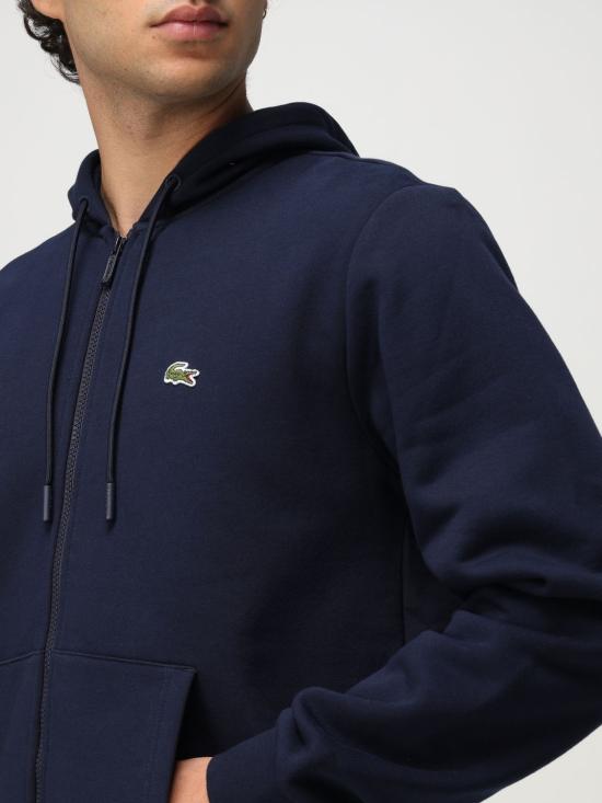 25FW 라코스테 캥거루 포켓 플리스 후드 집업 SH9626 166 Navy - LACOSTE