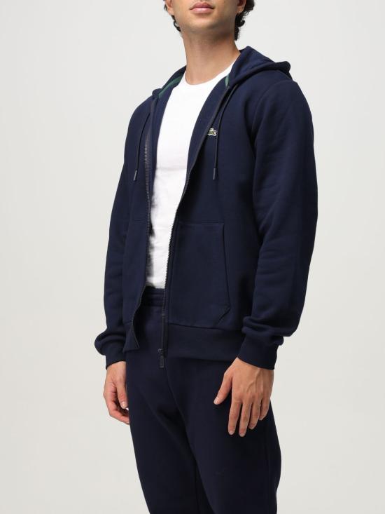 25FW 라코스테 캥거루 포켓 플리스 후드 집업 SH9626 166 Navy - LACOSTE