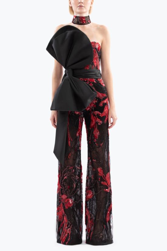  사이드 코베이시 점프수트 자수 스트랩리스 - SAIID KOBEISY