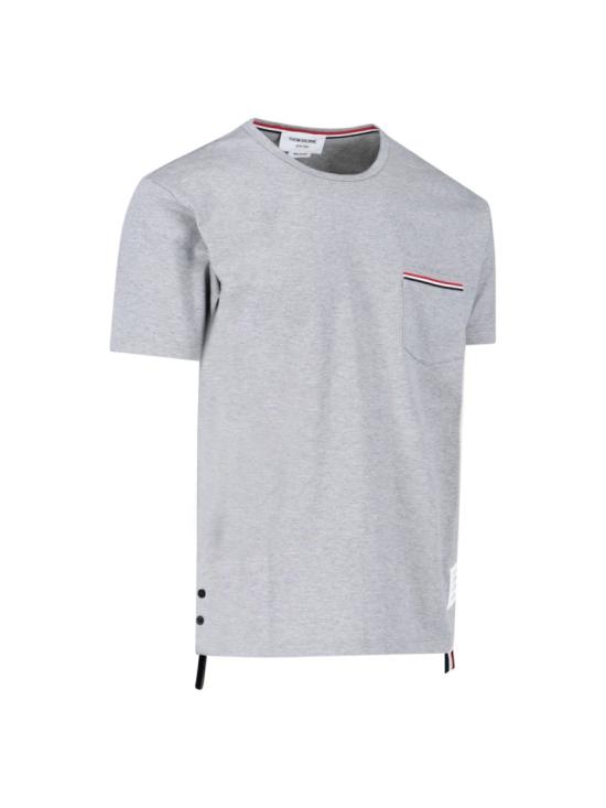  톰브라운 미디움 웨이트 저지 팁 포켓 크루넥 티셔츠 MJS010A 01454055 Grey - THOM BROWNE