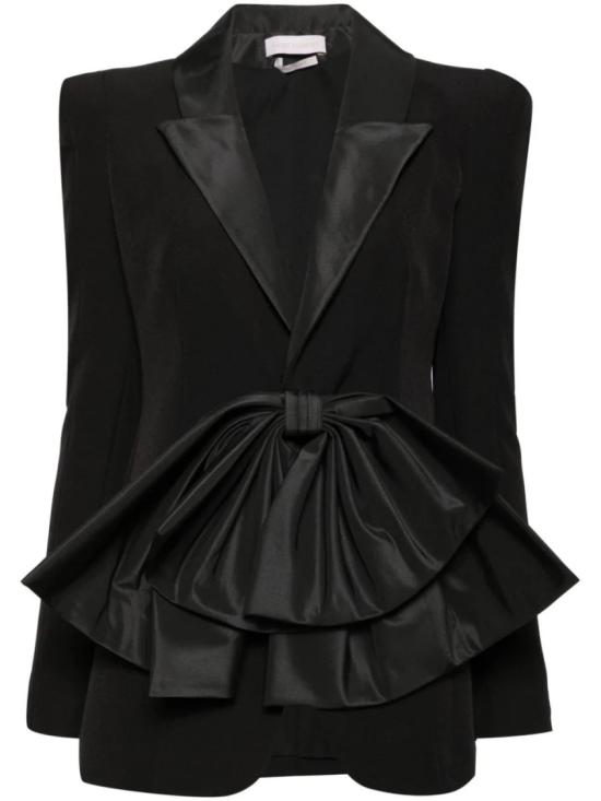  사이드 코베이시 자켓 태피터 칼라가 있는 크레이프 테일러드 재킷