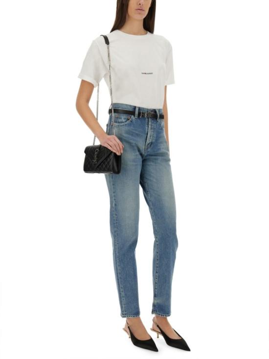  생로랑 로고 프린팅 티셔츠 460876 YB2DQ9000 Blue - SAINT LAURENT