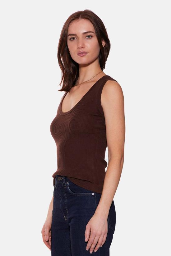  더 타일 클럽 민소매 티셔츠 타일 클럽 클라라 니트 탱크 메리노 울 브라운 탱크 - THE TILE CLUB