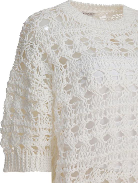 25FW 브루넬로 쿠치넬리 오픈 니트 스웨터  M3Y342010PC2723 WHITE - BRUNELLO CUCINELLI