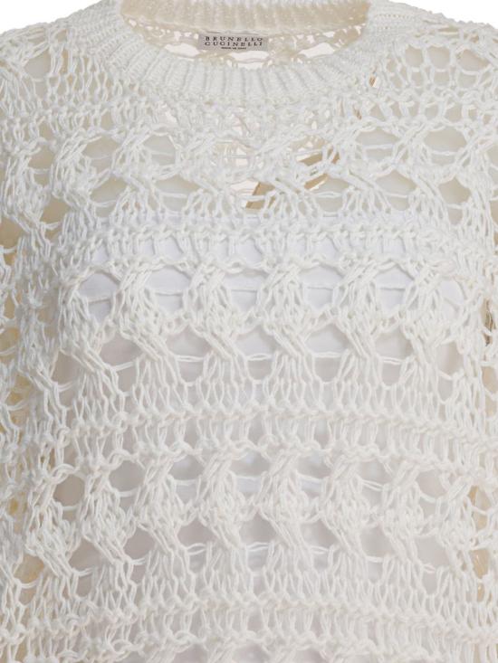 25FW 브루넬로 쿠치넬리 오픈 니트 스웨터  M3Y342010PC2723 WHITE - BRUNELLO CUCINELLI