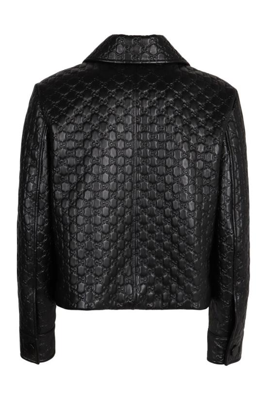 25FW 구찌 포인티드 칼라 버튼 가죽 재킷 834308XNA4F 1000 Black - GUCCI