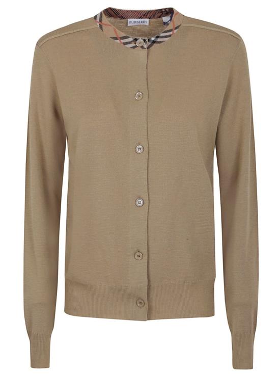 25FW 버버리 체크 트리밍 울 가디건  8112164 Neutrals